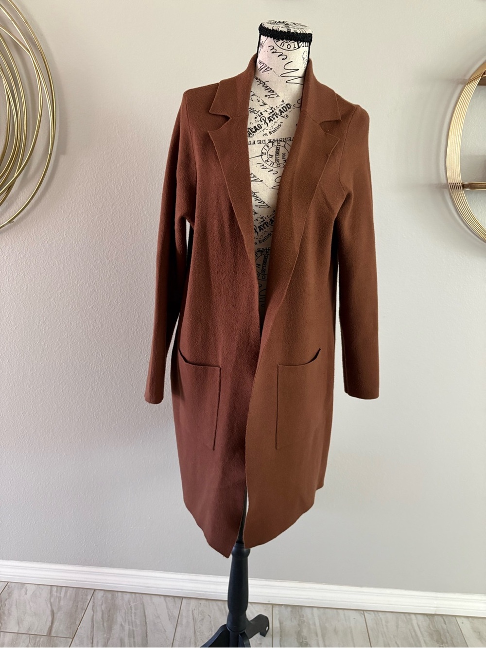 Women's Brown Open-Front Trench Coat